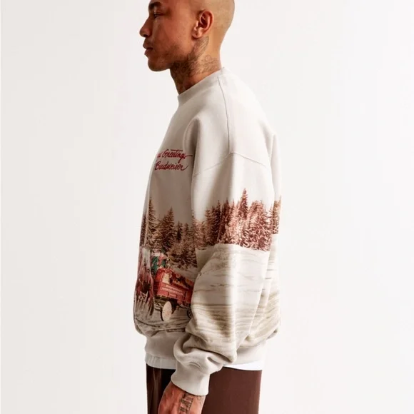 COPY Abercrombie and Fitch Budweiser graphic crew sweatshirt